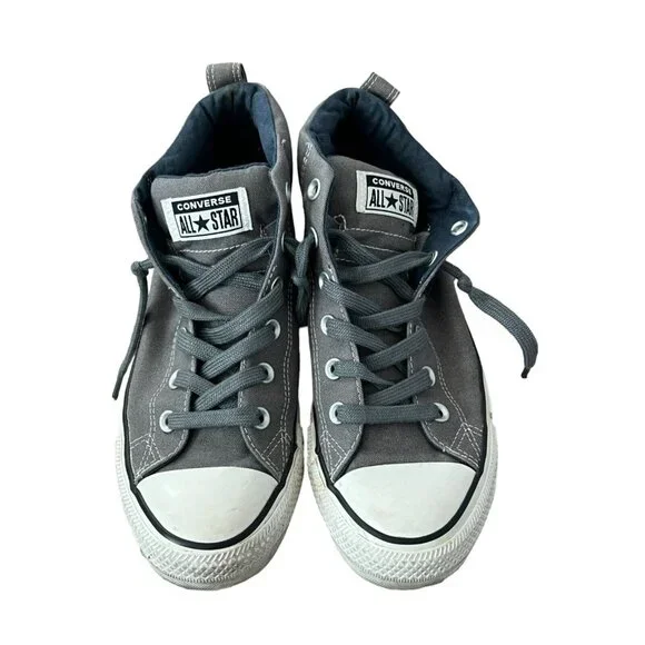 Converse Men's 7 Chuck Taylor Street Mid Hi Top Gray Cushioned Sneakers 146174F - Picture 2 of 7